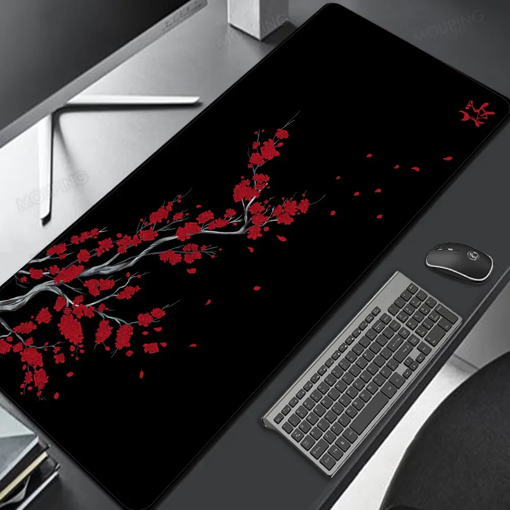 Weiß Sakura Maus Pad Japan Kirschblüte Deskmat Schwarz Tisch Matte Mauspad Gamer Teppich Gaming Tastatur Maus Matten Zubehör