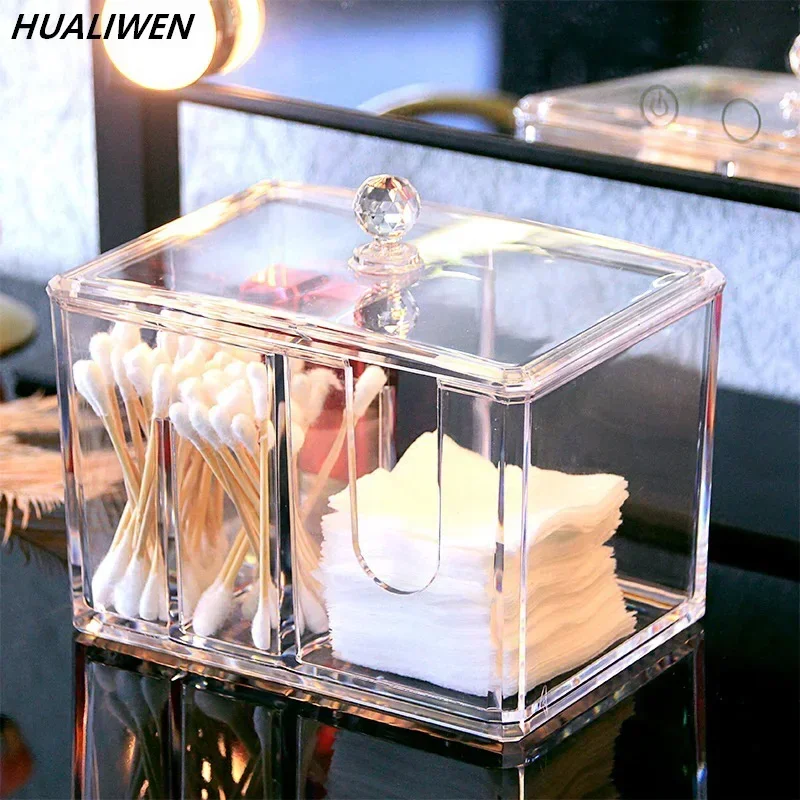 

Cotton Swabs Qtip Storage Box Acrylic Transparent Makeup Organizer Cosmetic Makeup Cotton Pad Organizer Jewelry Container