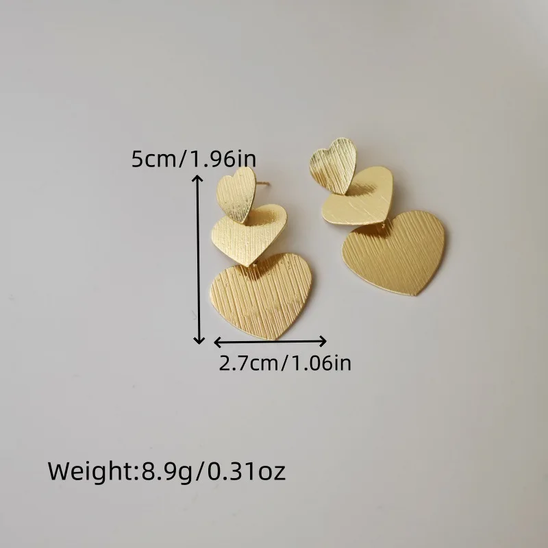 Orecchini e orecchini in metallo con cuore geometrico a righe a pois retrò moda europea e americana per le donne