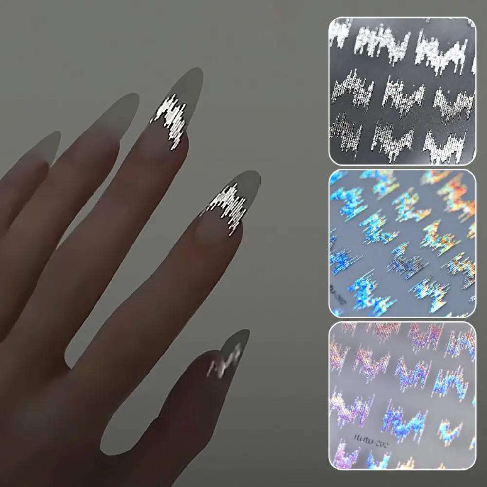 Reflective Yarn Nail Stickers High Quality Gold Silver Nail Decal Manicure Decoration High Gloss Nail Decor