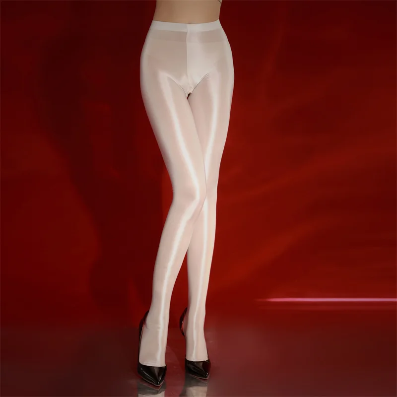 High Elastic Sexy Skinny Leggings Oil Shiny High Waist Satin Tights For Female Night Club Pole Dance Women Thigh High Stockings