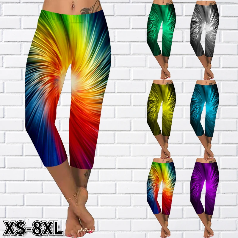 

Women's Line Flash Print Leggings Spring Summer Thin Section Tight Outer Wear Yoga Shark Pants Women's Fitness Wear XS-8XL