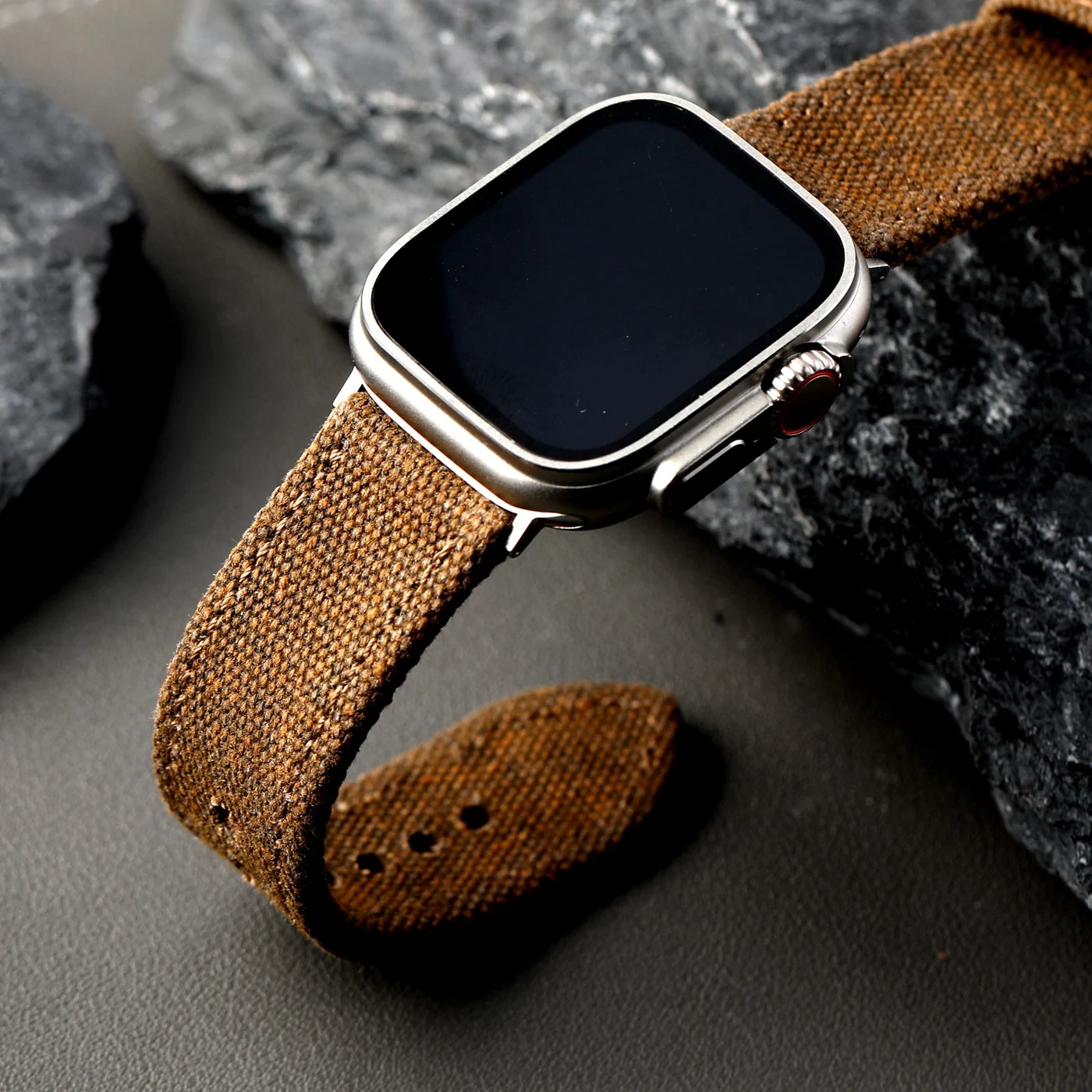 Swiss WWII soldier bag canvas strap, compatible with Apple Watch 49MM 46MM 45MM 44MM 42MM 41MM 40MM, thickened men's, Ultra S13