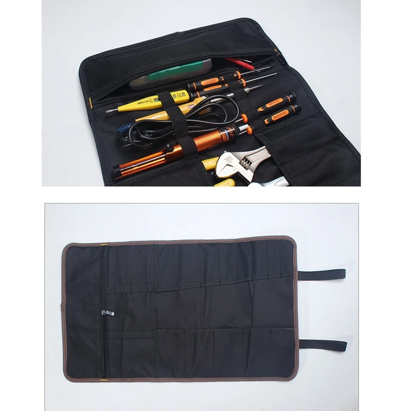 Borsa per attrezzi arrotolabile con chiave inglese con tasche, borsa organizer per rotolo di chiavi in tela impermeabile per tuttofare artigianale
