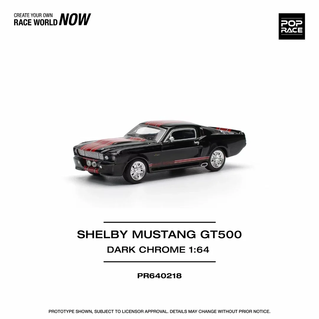 **PreSale** Pop Race 1:64 Shelby Mustang GT500 Dark Chrome Diecast Diorama Car Model Toy