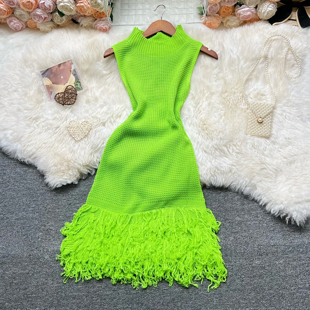 YuooMuoo femmes robe 2025 nouvelle mode d'été Sexy ajouré couture sans manches moulante robe de soirée coréenne dame plage robes