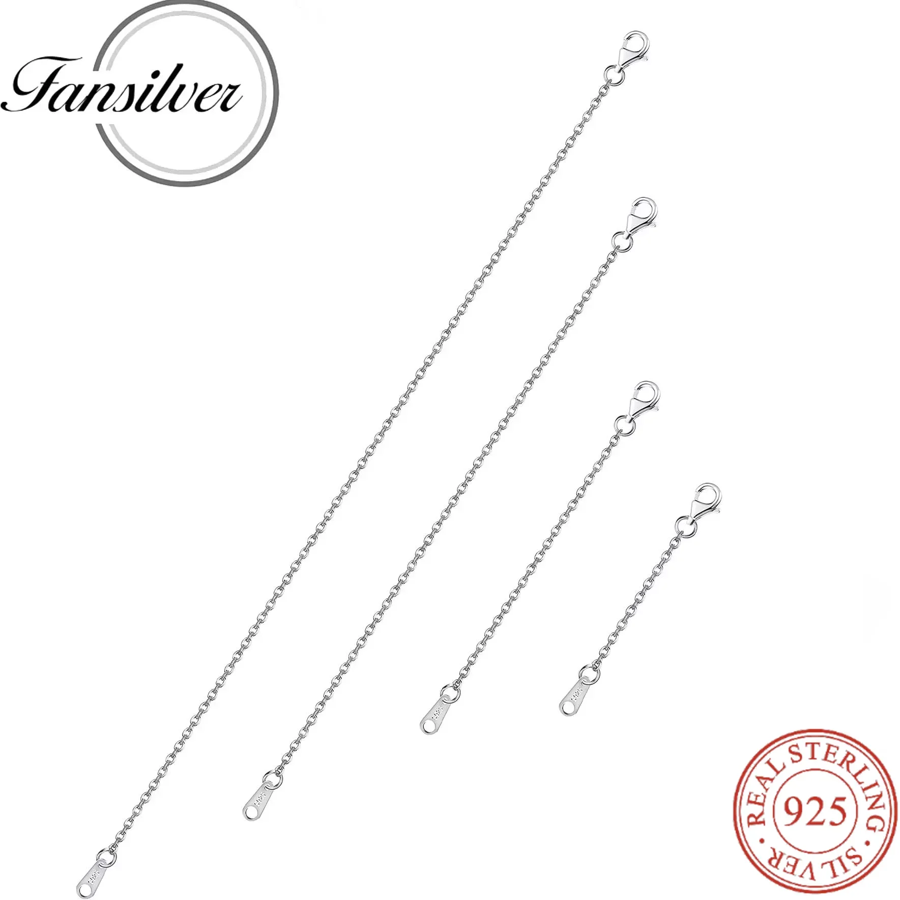 

4Pcs Sterling Silver Necklace Extenders Chain Set 18K Gold Plated Necklace Anklet Bracelet Jewelry Making Lobster Clasp Extender