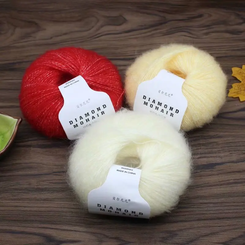 25g/roll 3 Strand Mohair Yarn Crochet Soft Warm Baby Wool Yarn Hand Knitting Sweater Shawl Scarf DIY Material