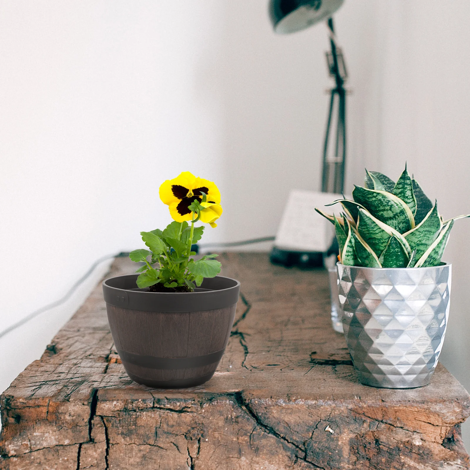 

Large Barrel Planter Plastic Flower Pot Garden Vegetable Growing Container Outdoor Patio Planter Garden Supply