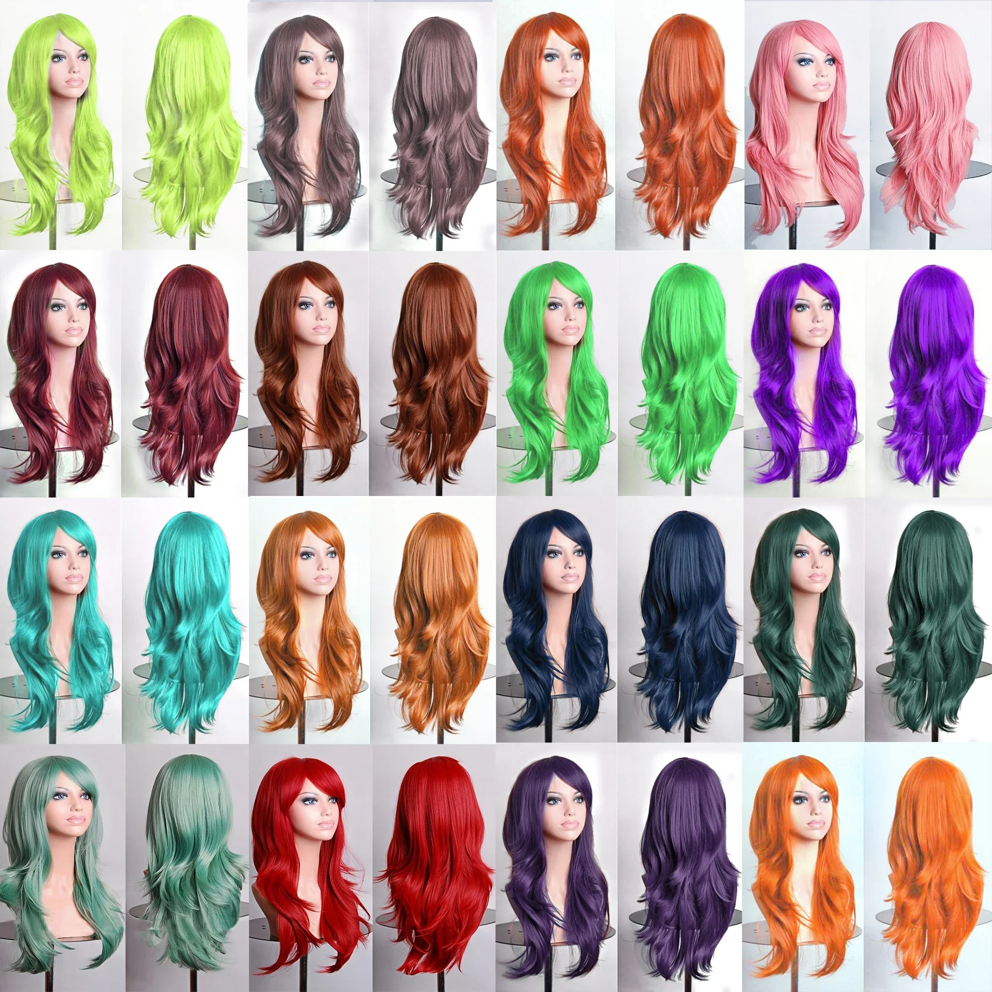 

ПРИХОДНЫЕ W 70 см длинные синтетические парики розовый фиолетовый парик для косплея волнистый костюм на Хэллоуин волосы искусственные шиньоны для женщин