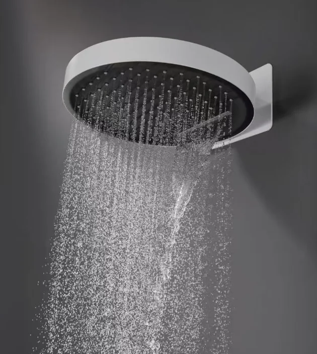 Luxury Brushed Gold  Rainfall Overhead Shower Head Brass SUS304 Stainless Steel Wall Mounted Round Top Hidden Shower Head