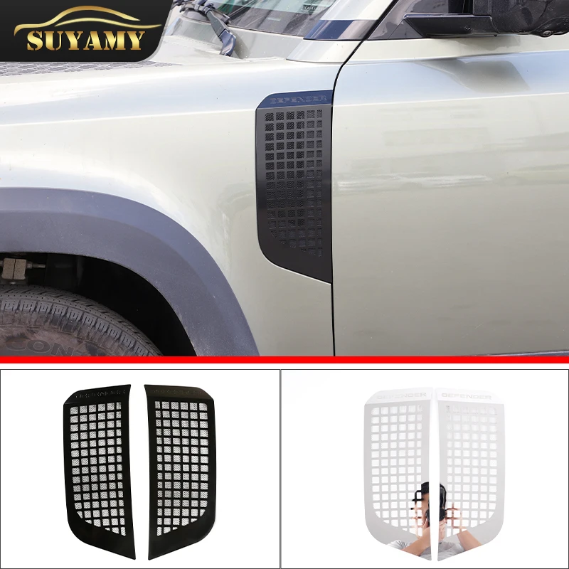 

2pcs Aluminum Alloy Car Side Air Flow Vent Fender Hole Cover Intake Grille Duct Trim For Land Rover Defender 90 110 2020-2022