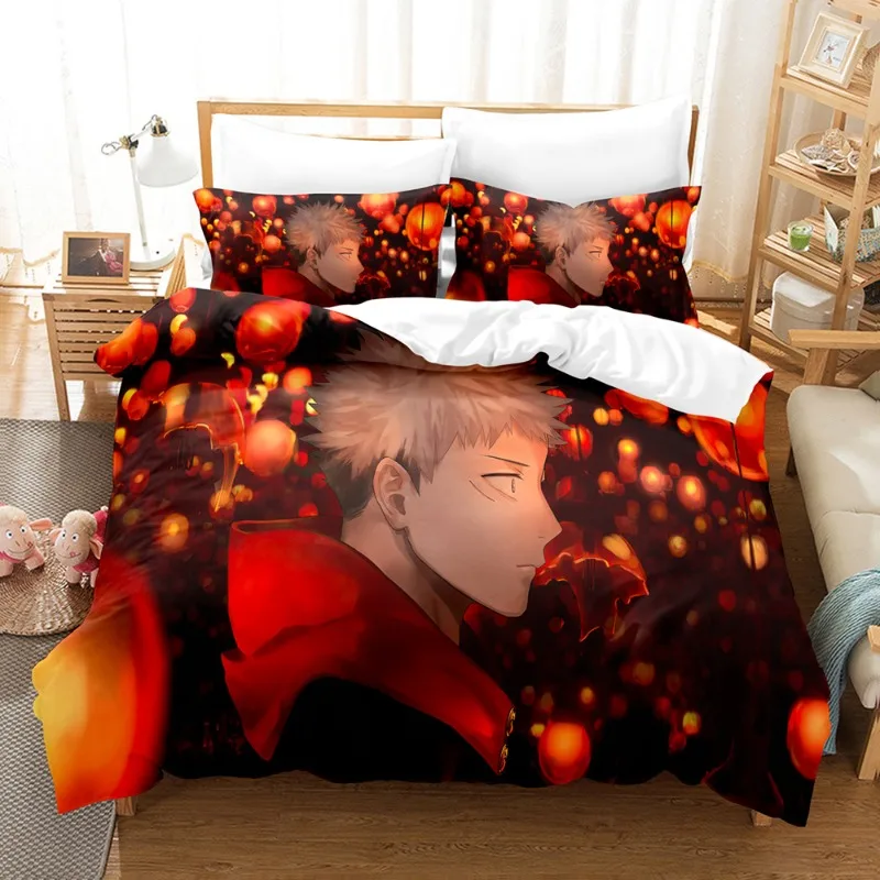 

Cartoon Jujutsu Kaisen Peripheral Pillowcase Quilt Cover Three Piece Set Bedding Children Birthday Gifts