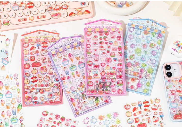 

3D relief jelly candy party series stickers cartoon animal stickers girl party decoration stickers