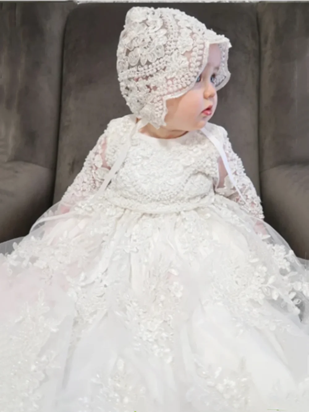 Baby Girl Dress Baptism Dresses Extra Long 1st Year Birthday Party Wedding Christening Baby Infant Clothing Bebes