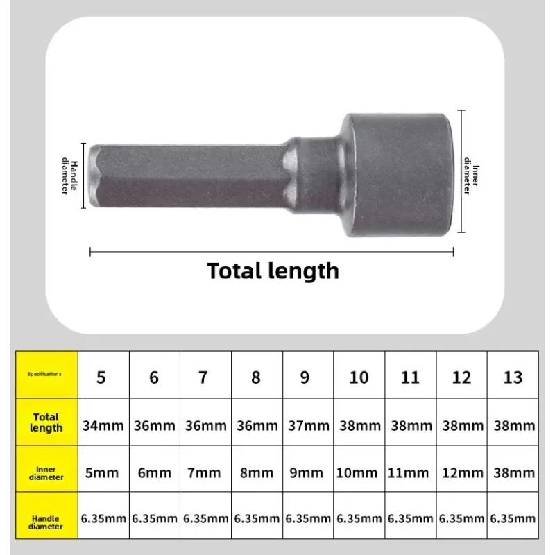 For Hexagonal Wrench Powerful Socket Inner Hexagonal Handle Screwdriver Socket Extension Rod Pneumatic Screwdriver Insert
