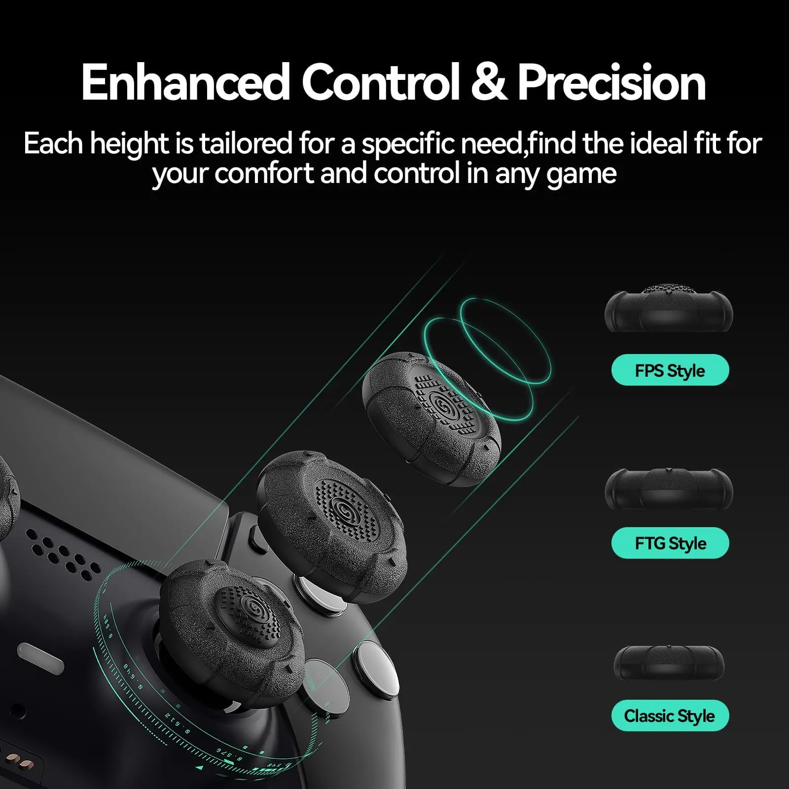 GeekShare G.S.Tac Edge Juego de tapas de agarre de pulgar de silicona, tapas de cubierta de joystick antideslizantes compatibles con Switch 2, 3 pares