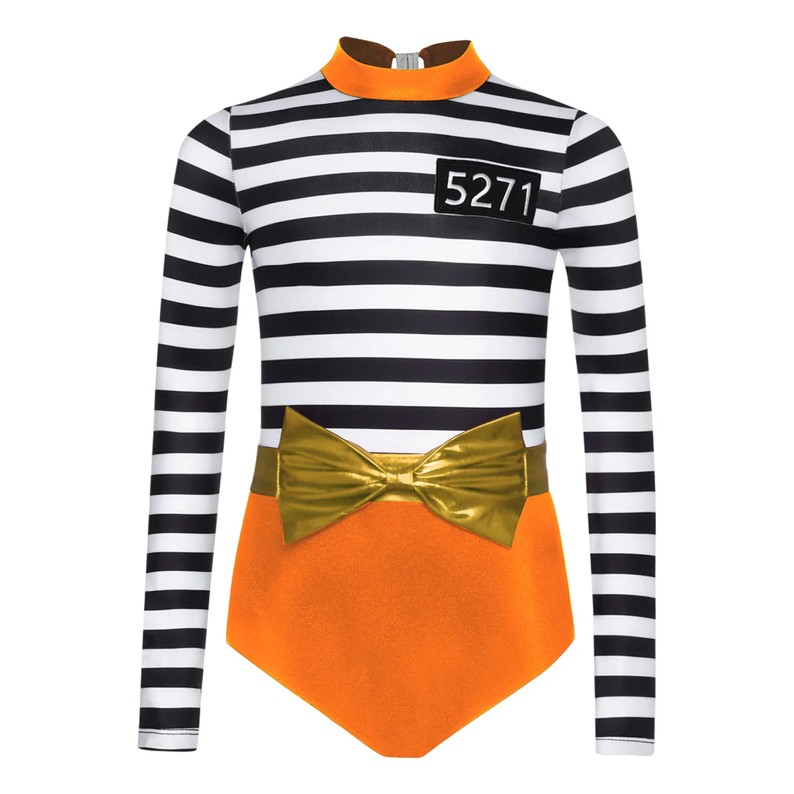 

Convict Costume 3 Piece Set Button Up Striped Jumpsuit with Matching Belt And Hat for Prisoner Role Play Theme Party