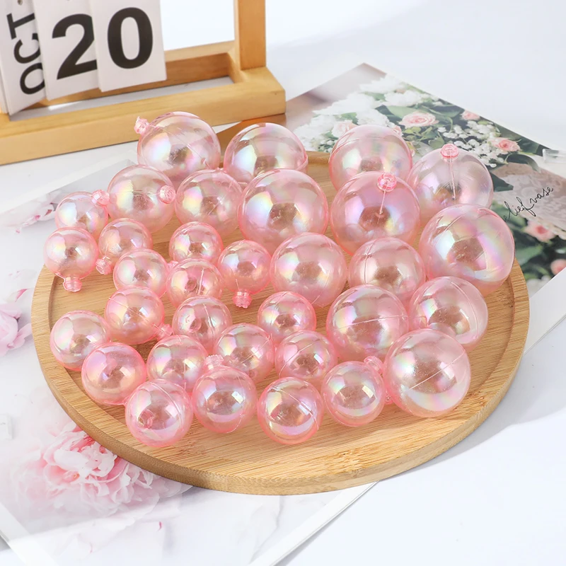 10pcs Cake Topper Balls Paper Cupcake Plugins Pink Champagne White Semi Transparent Decorative Ball Wedding Birthday Party Decor