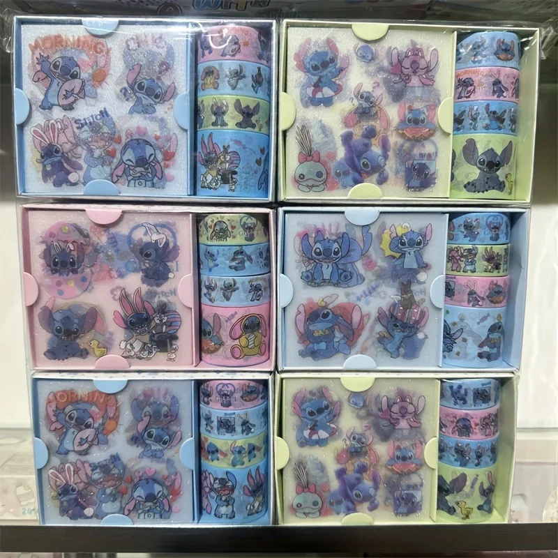Cute Cartoon Stitch Washi Tape Set, Lilo & Stitch Long-Eared Stitch DIY Material Stickers for Journaling, Random Colors