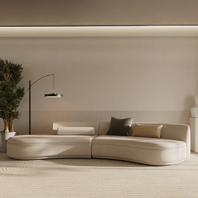 

Curved Sofa Modern Simple Technology Cloth Sofa Living Room Light Luxury Leather 1