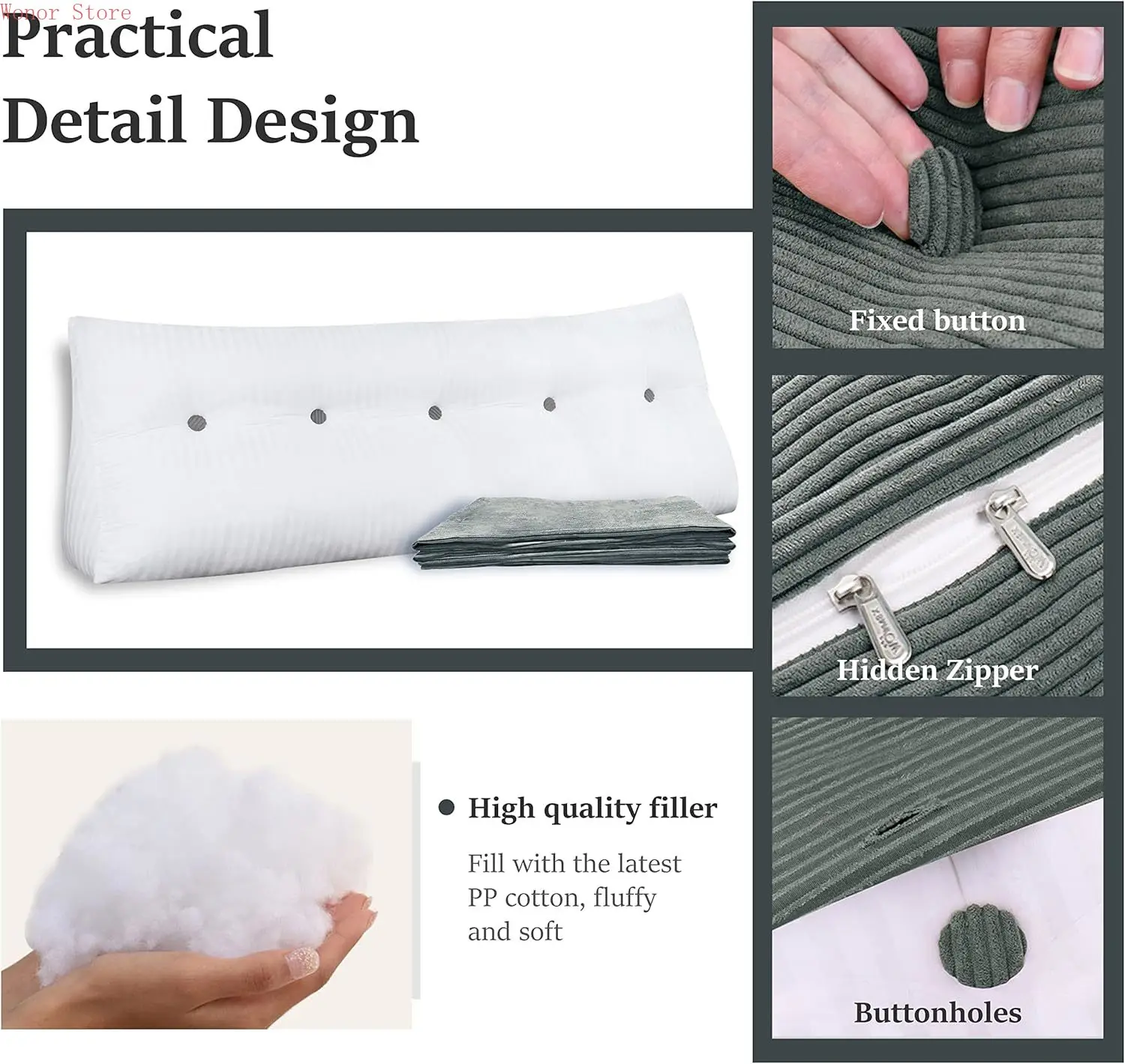 

Headboard Wedge Pillow Bolster Pillows Backrest Support Sitting Up Reading Pillow in Bed Rest, Large Lumbar Positioning