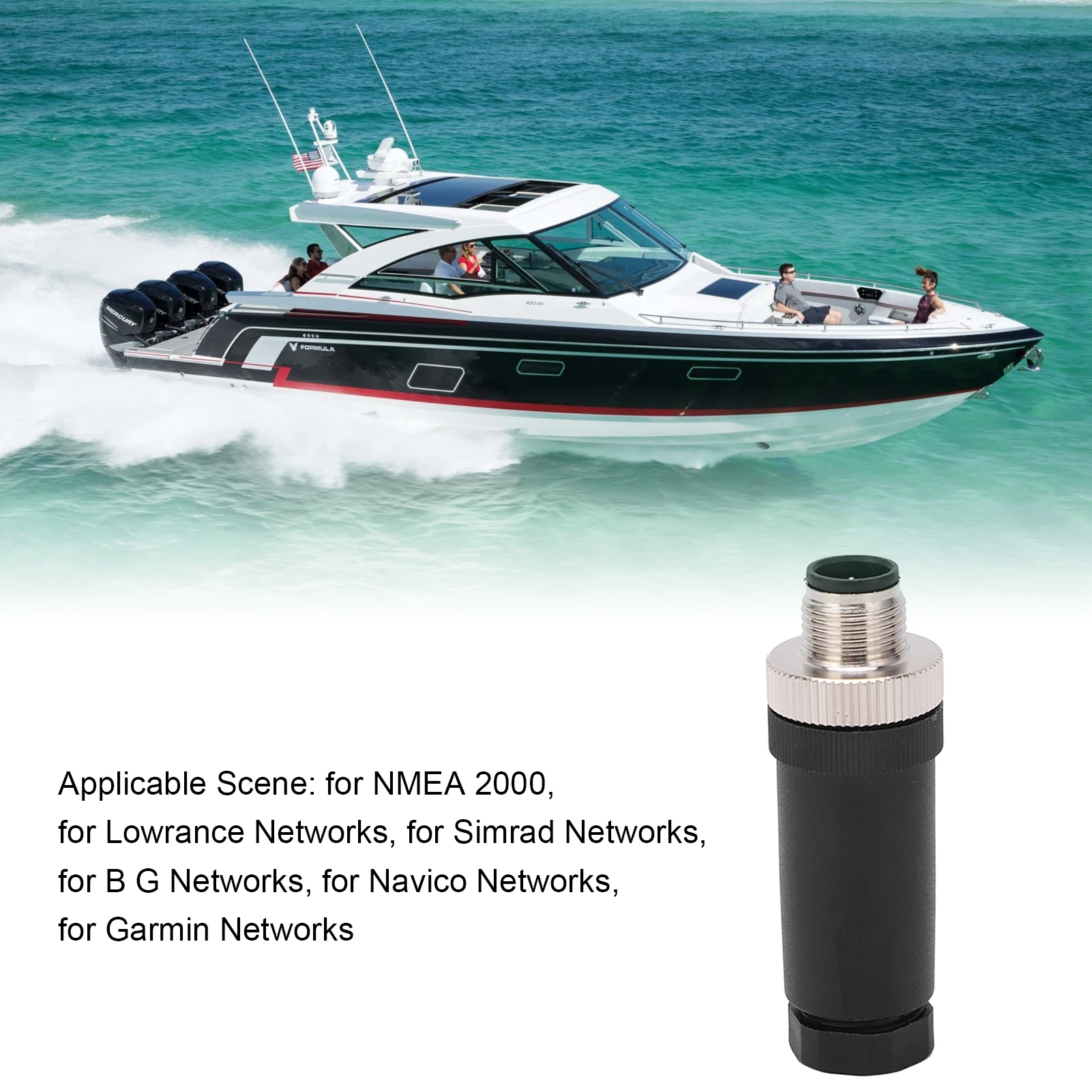 

For NMEA 2000 Male Field Installable Connector M12 5 Core IP67 Waterproof Boat Accessories For Lowrance Networks