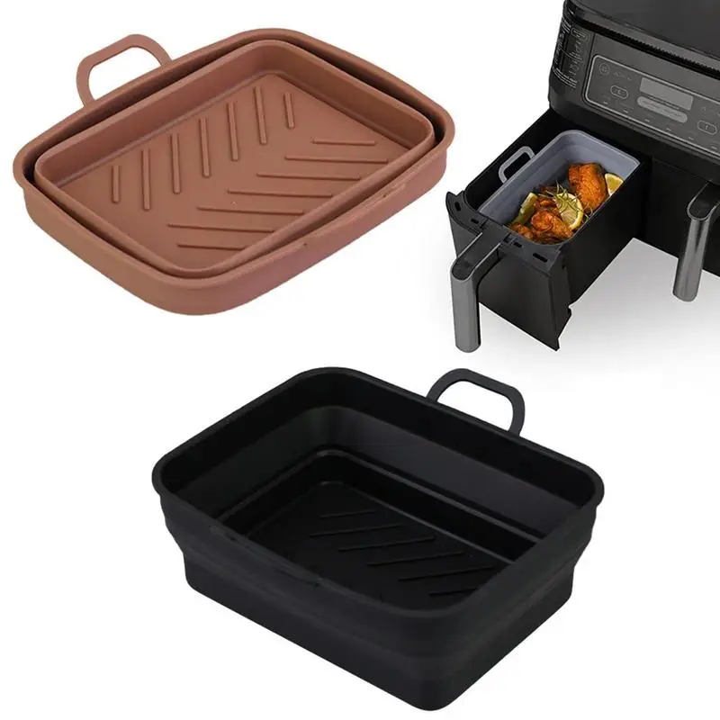 Air Fryer Pan Silicone Tray Foldable Oven Baking Tray for Ninja AG301 Foodi Basket Reusable Liner Dish Kitchen Accessories