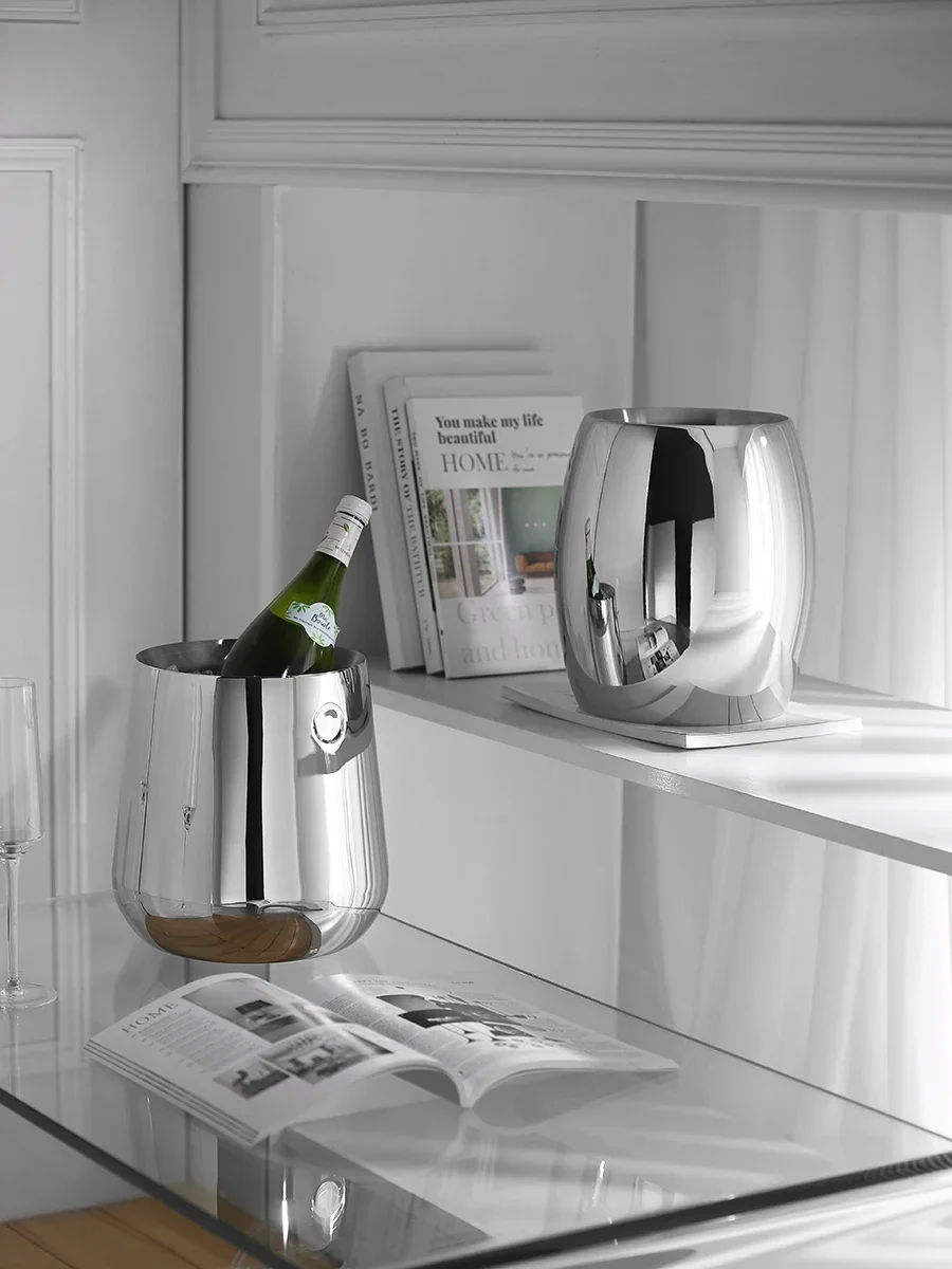 Creative Double Layer Ice Bucket, Stainless Steel Champagne Bucket, Beer Cooler, Luxury Bar Accessory For Home Decor, Party, Re