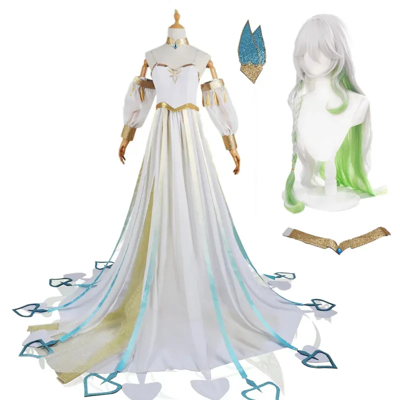 2025 12 더 그레이터 루카데바타 코스프레 의상 가발 임팩트 레서스 로드 쿠사나리 롱 드레스 여성용 코스튬