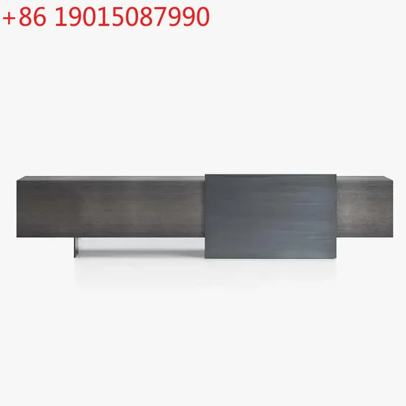 

Italian minimalist high-end custom solid wood TV cabinet light luxury villa living room paint floor cabinet53