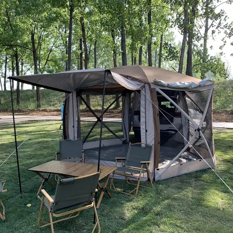 6-Sided Pop up Screen House Tent Portable Gazebo Instant Hub Design Screened Canopy Tent Outdoor Gazebo Screen Tent
