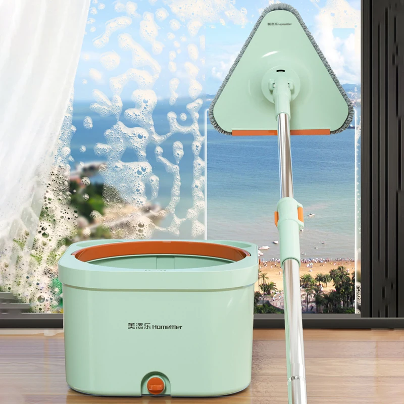 Rotating Mop Microfibers Mop and Bucket Set Floor Washing Mops Triangle Window Washing Mop Household Cleaning Tools for Home