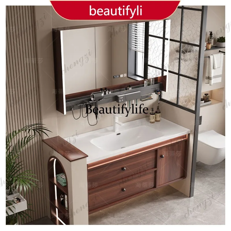 9344 New Chinese bathroom cabinet ceramic integrated basin wash basin cabinet combination custom 65/75/85/95/105/115cm