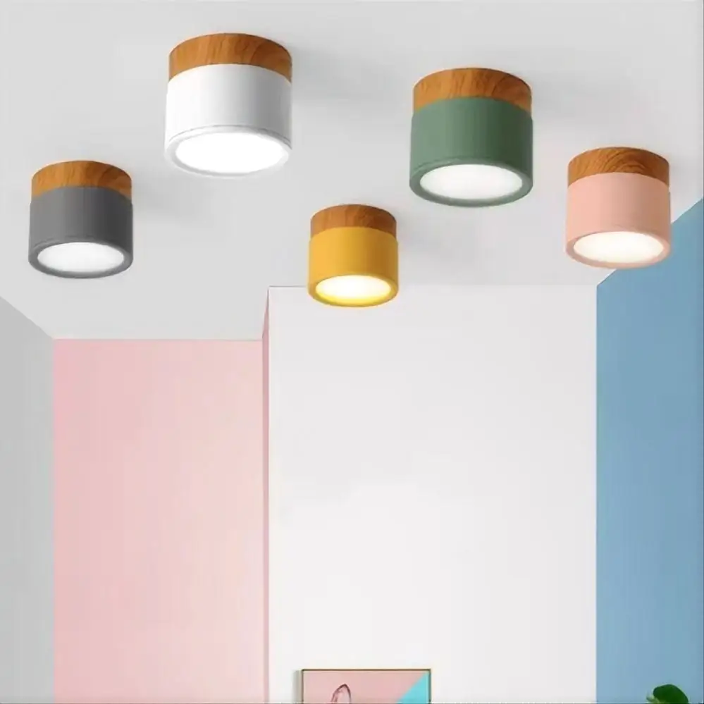 LED Downlight 5W 7W 9W 12W 15W Nordic wood modern Led surface mounted ceiling light spotlight, interior decoration light ﻿
