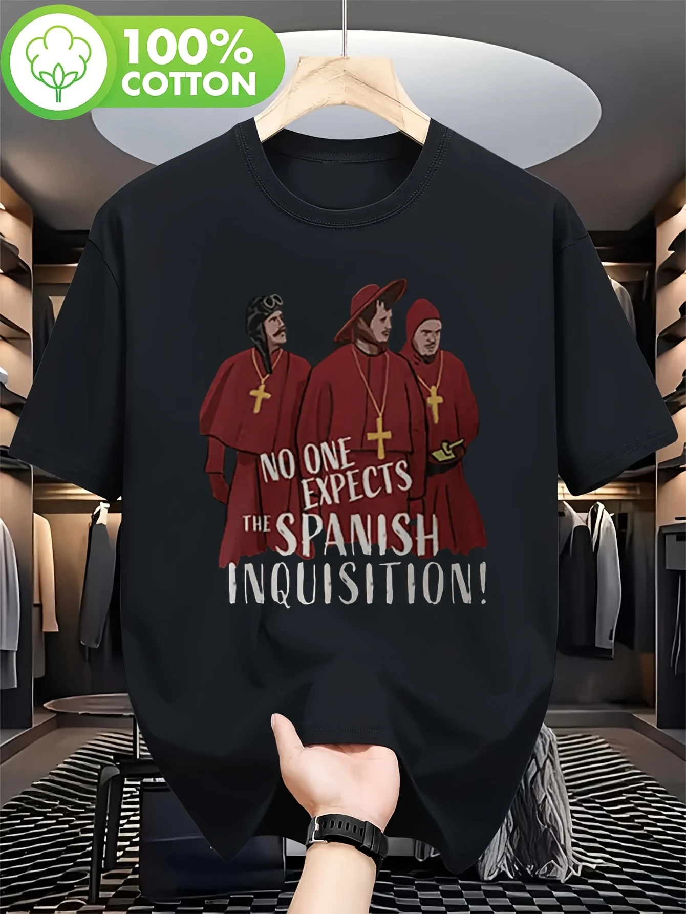Men's *Monty Python and the Holy Grail* T-Shirt – Classic Movie Tee Featuring a Fun Spanish Inquisition & Medieval Knight Design