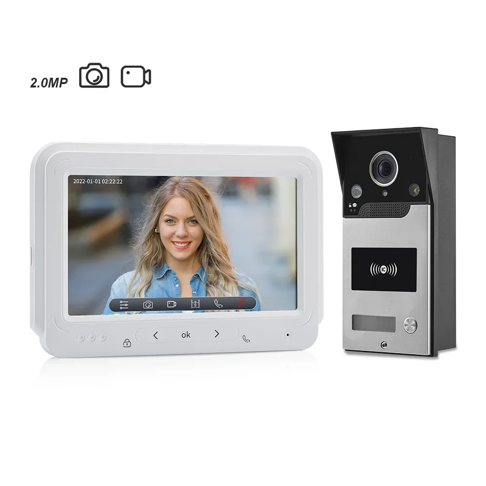 Smart 1080P AHD Video Intercom 7 Inch Monitor RFIC Card Unlock Support Recording And Take Photos