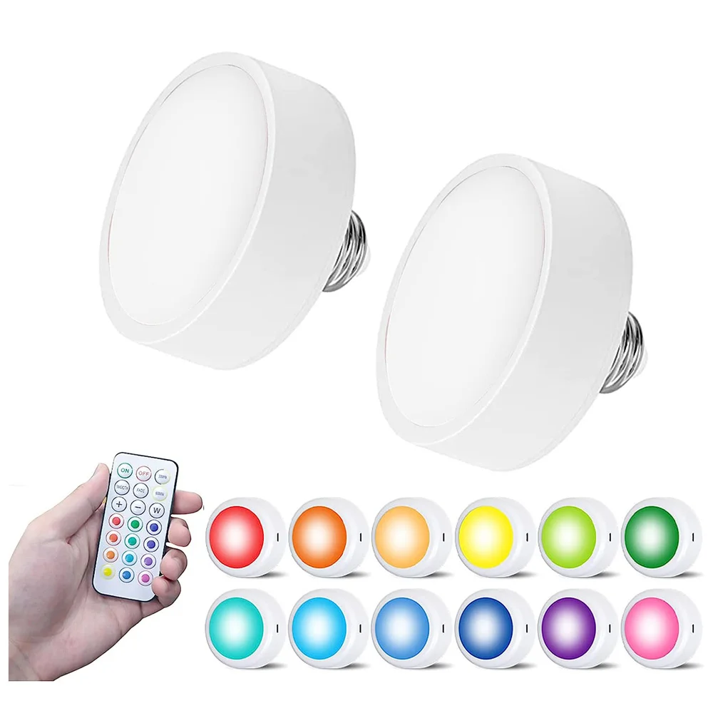 

E26/E27 Base Led Puck Light 2 Dynamic Modes Battery Powered & Remote Controller for Wall Sconces Lamp