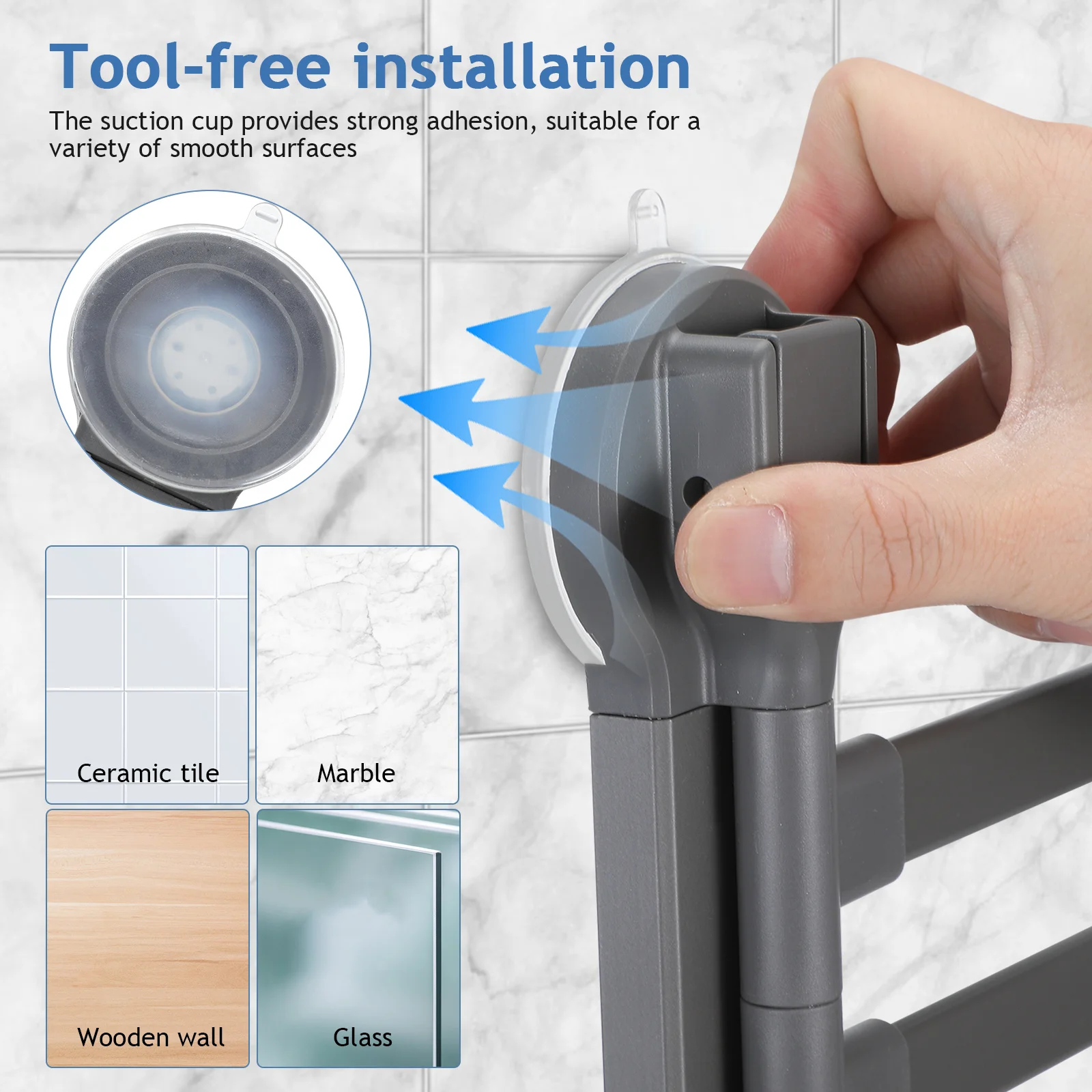 4-Bar شفط كأس منشفة رف الدورية لا الحفر حامل الحمام للأسطح الملساء قابل للتعديل سوينغ خارج منشفة معدنية المنظم