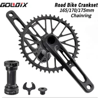 GOLDIX-platos y bielas ultraligeros para bicicleta de carretera, manivela CNC 165/170/175mm 50-34T 52-36T 53-39T sin logotipo para 3 pernos directos