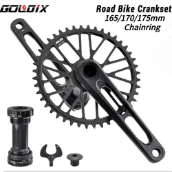 GOLDIX Ultralight Road Gravell Bike Crankset CNC Crank 165/170/175mm 50-34T 52-36T 53-39T NO LOGO for 3 Bolt Direct
