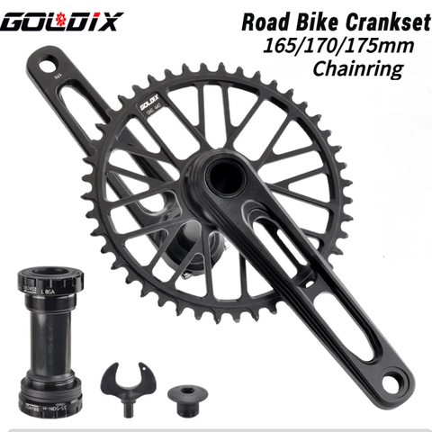 GOLDIX Ultralight Road Gravell Bike Crankset CNC Crank 165/170/175mm 50-34T 52-36T 53-39T NO LOGO for  3 Bolt Direct