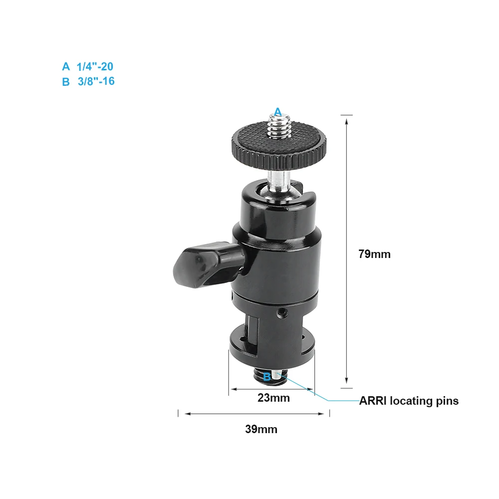 KIMRIG ปรับ Ball ที่ใส่รองรับหัว1/4 "-20เกลียว Mount & ARRI ตำแหน่ง Pins 3/8"-16ด้ายสกรูสำหรับ Universal