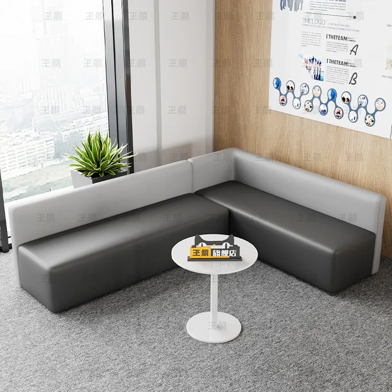 Creative training institution office front desk lobby lounge area leisure reception simple modern corner sofa combination