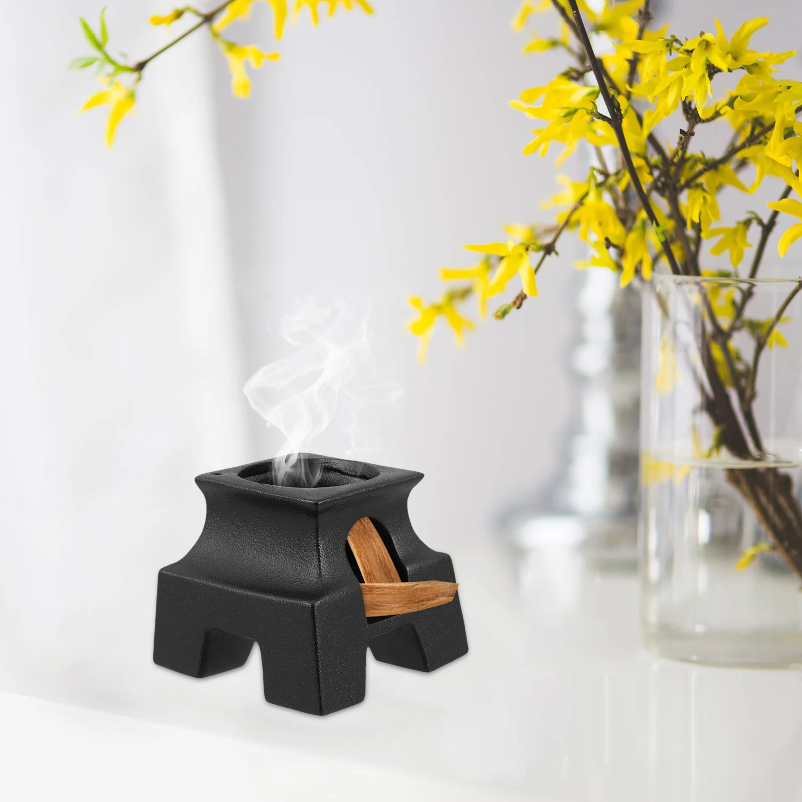 

Incense Holder Charcoal Burning Plate Burner Incent Chimney Ceramic Santo Stick Black