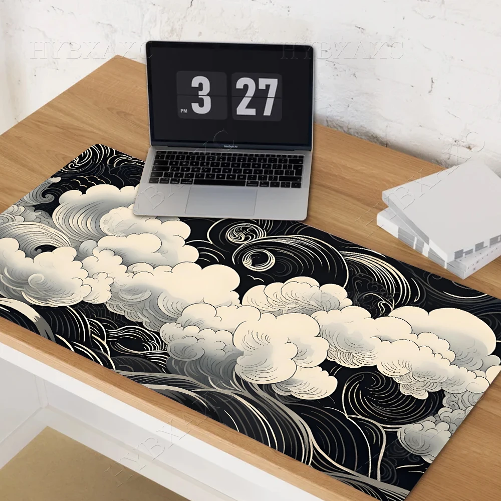 Black and White Clouds Art Mouse Pad Custom Large Extended Gaming Mouse Pad Graphical Design Big XXL White Cloud Office Desk Mat