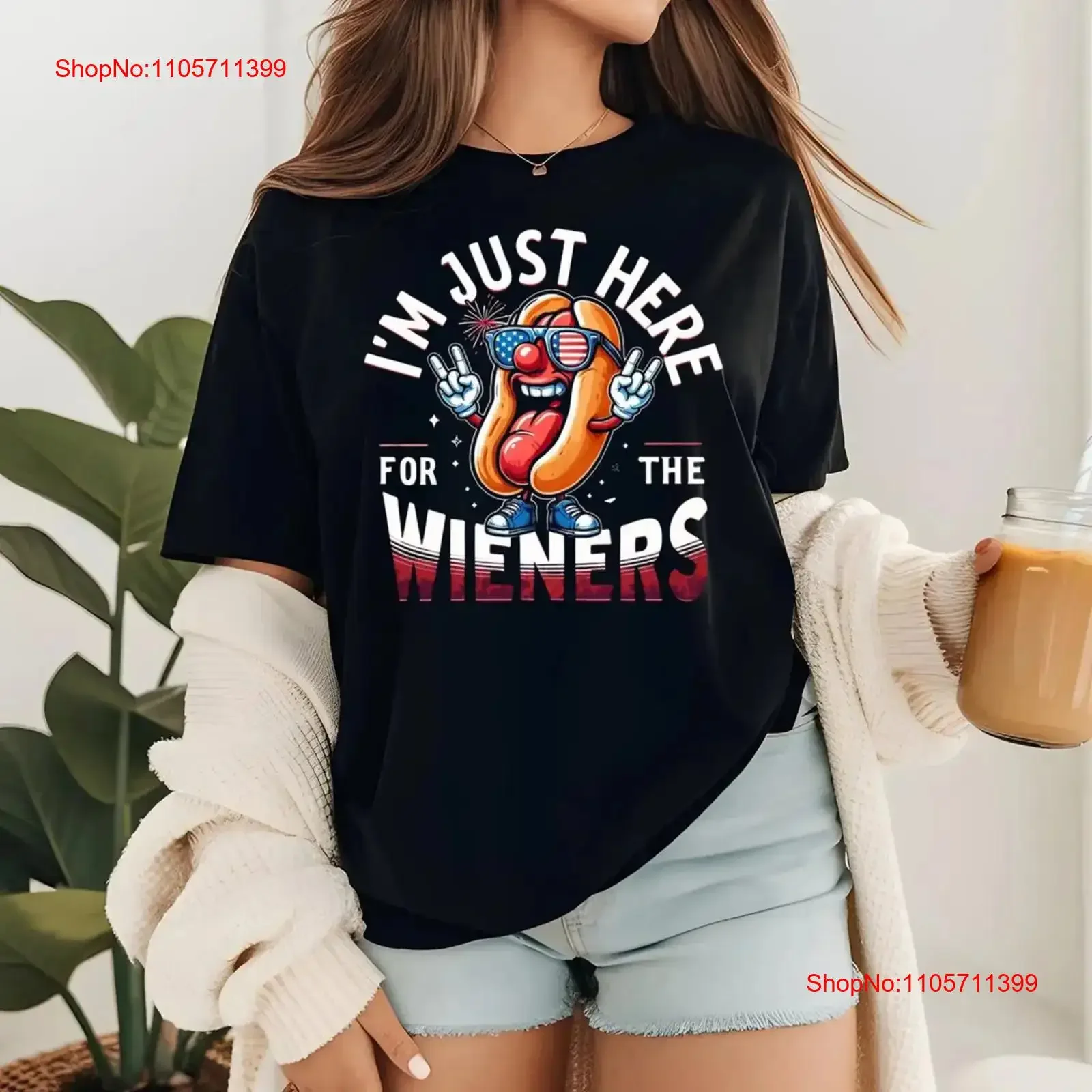 Just Here for the Weiners T Shirt Funny Hot Dog Retro long or short sleeves vintage Washed Breathable Stretched