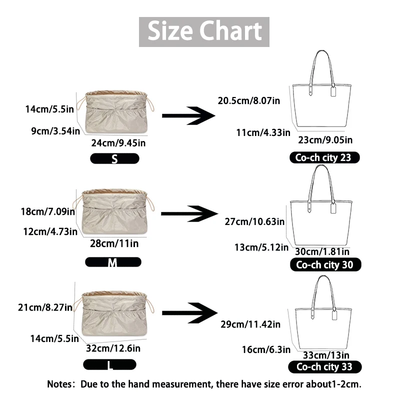 EverToner Dupont Paper Insert Bag Fits For Co-ch city Handbag Liner Bag Support Travel Portable Insert Purse Organizer
