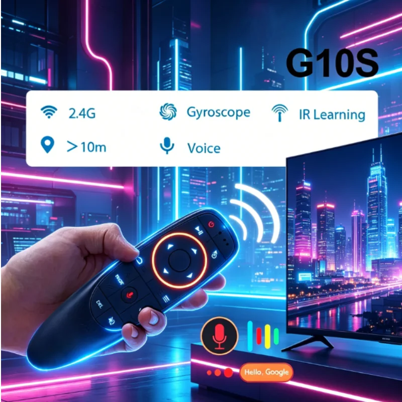 BOXPUT G10S Air Mouse Voice Remote Dual-Mode 2.4G 6‑Axis Gyro IR Learning USB Receiver Replacement Remote Control Android TV Box