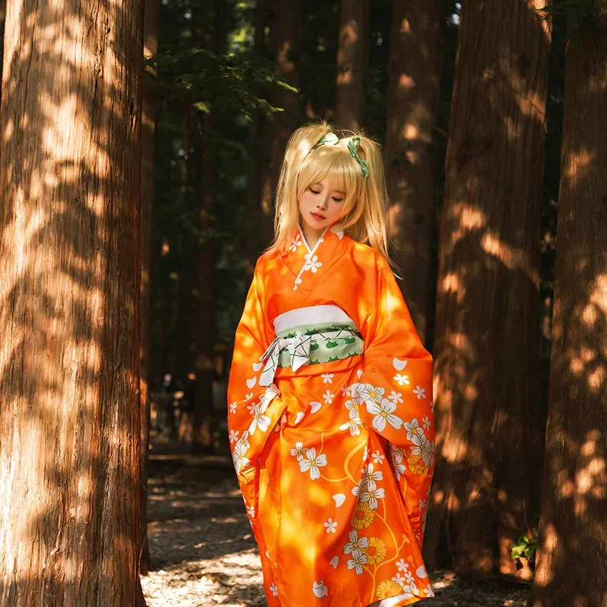 Japanese Game Anime Danganronpa Saionji Hiyoko Cosplay Costume Traditional Ethnic Kimono Kawaii Cute Girls Performance Wear